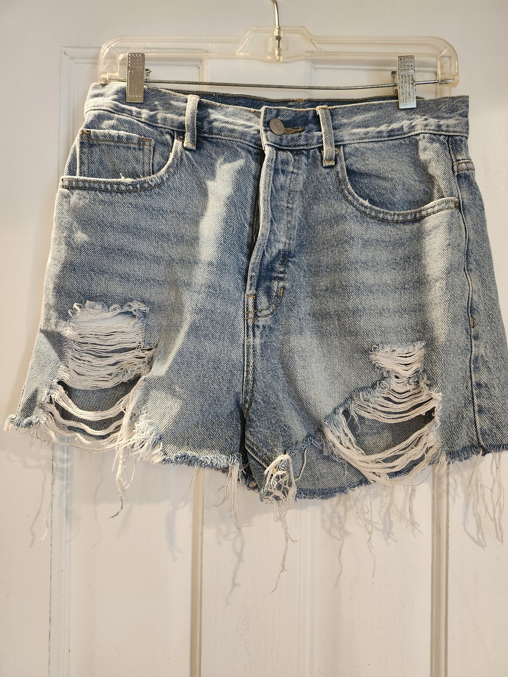 PacSun Light Blue Distressed High-Waist Jean Shorts